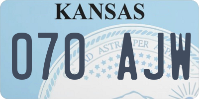 KS license plate 070AJW