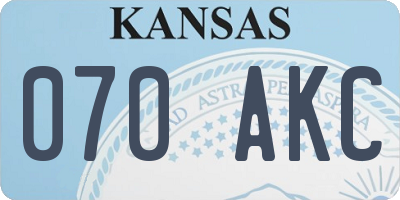 KS license plate 070AKC