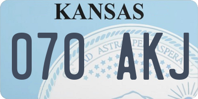 KS license plate 070AKJ