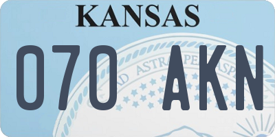 KS license plate 070AKN
