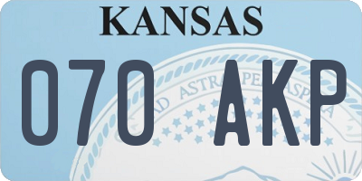 KS license plate 070AKP