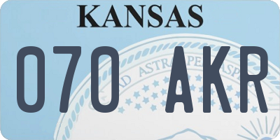 KS license plate 070AKR