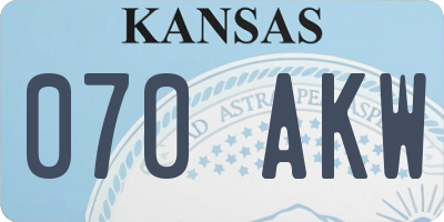 KS license plate 070AKW