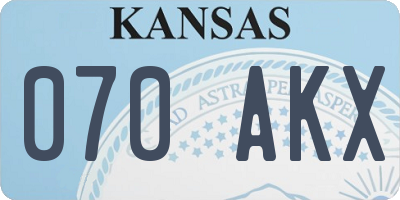 KS license plate 070AKX