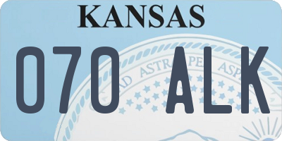 KS license plate 070ALK