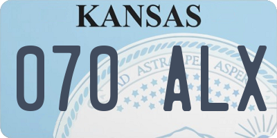 KS license plate 070ALX