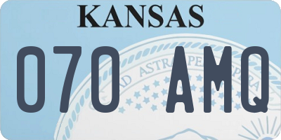 KS license plate 070AMQ