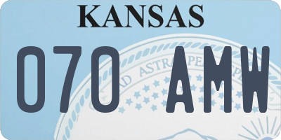 KS license plate 070AMW