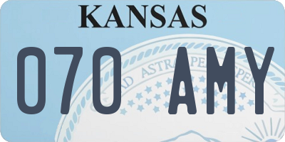 KS license plate 070AMY