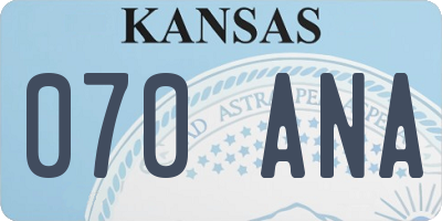 KS license plate 070ANA
