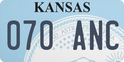 KS license plate 070ANC