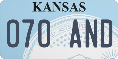 KS license plate 070AND