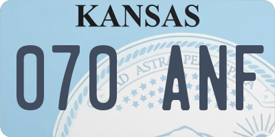 KS license plate 070ANF