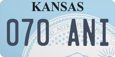 KS license plate 070ANI