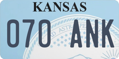 KS license plate 070ANK