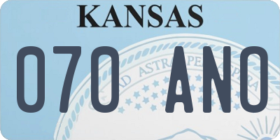 KS license plate 070ANO