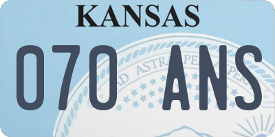 KS license plate 070ANS