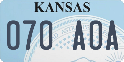 KS license plate 070AOA