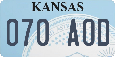 KS license plate 070AOD