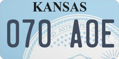 KS license plate 070AOE