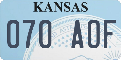 KS license plate 070AOF