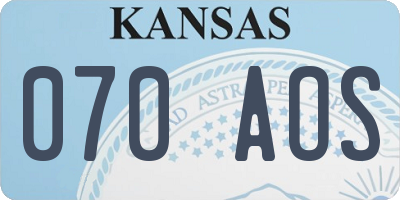 KS license plate 070AOS