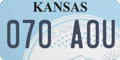 KS license plate 070AOU
