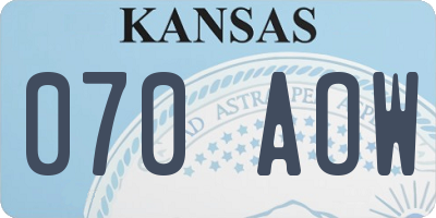 KS license plate 070AOW