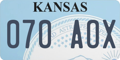 KS license plate 070AOX