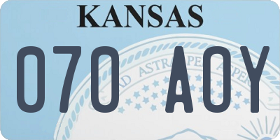 KS license plate 070AOY