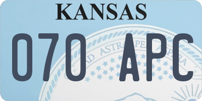 KS license plate 070APC