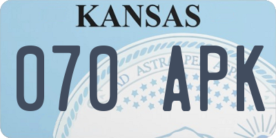 KS license plate 070APK
