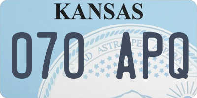 KS license plate 070APQ