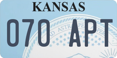 KS license plate 070APT