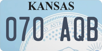 KS license plate 070AQB