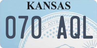 KS license plate 070AQL