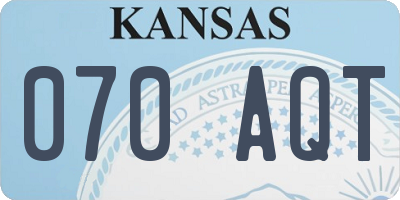 KS license plate 070AQT