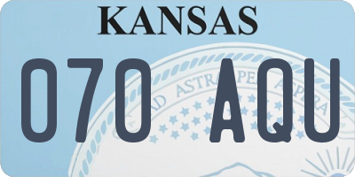KS license plate 070AQU