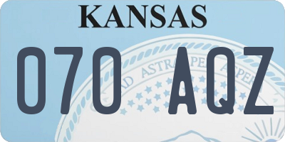 KS license plate 070AQZ