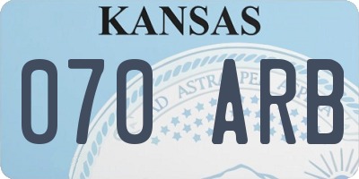 KS license plate 070ARB