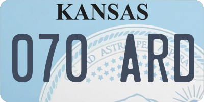 KS license plate 070ARD