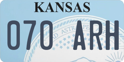 KS license plate 070ARH
