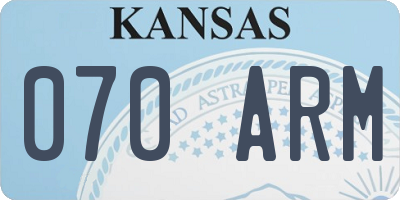 KS license plate 070ARM