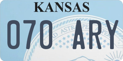 KS license plate 070ARY