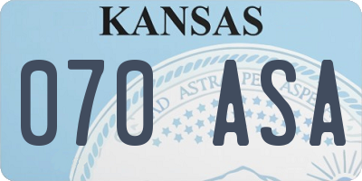 KS license plate 070ASA