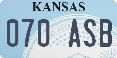 KS license plate 070ASB