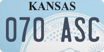 KS license plate 070ASC
