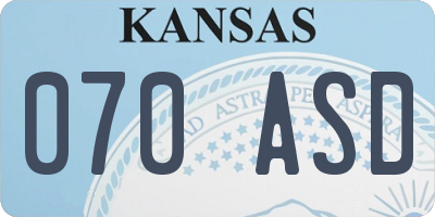 KS license plate 070ASD