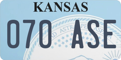 KS license plate 070ASE