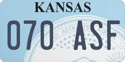 KS license plate 070ASF